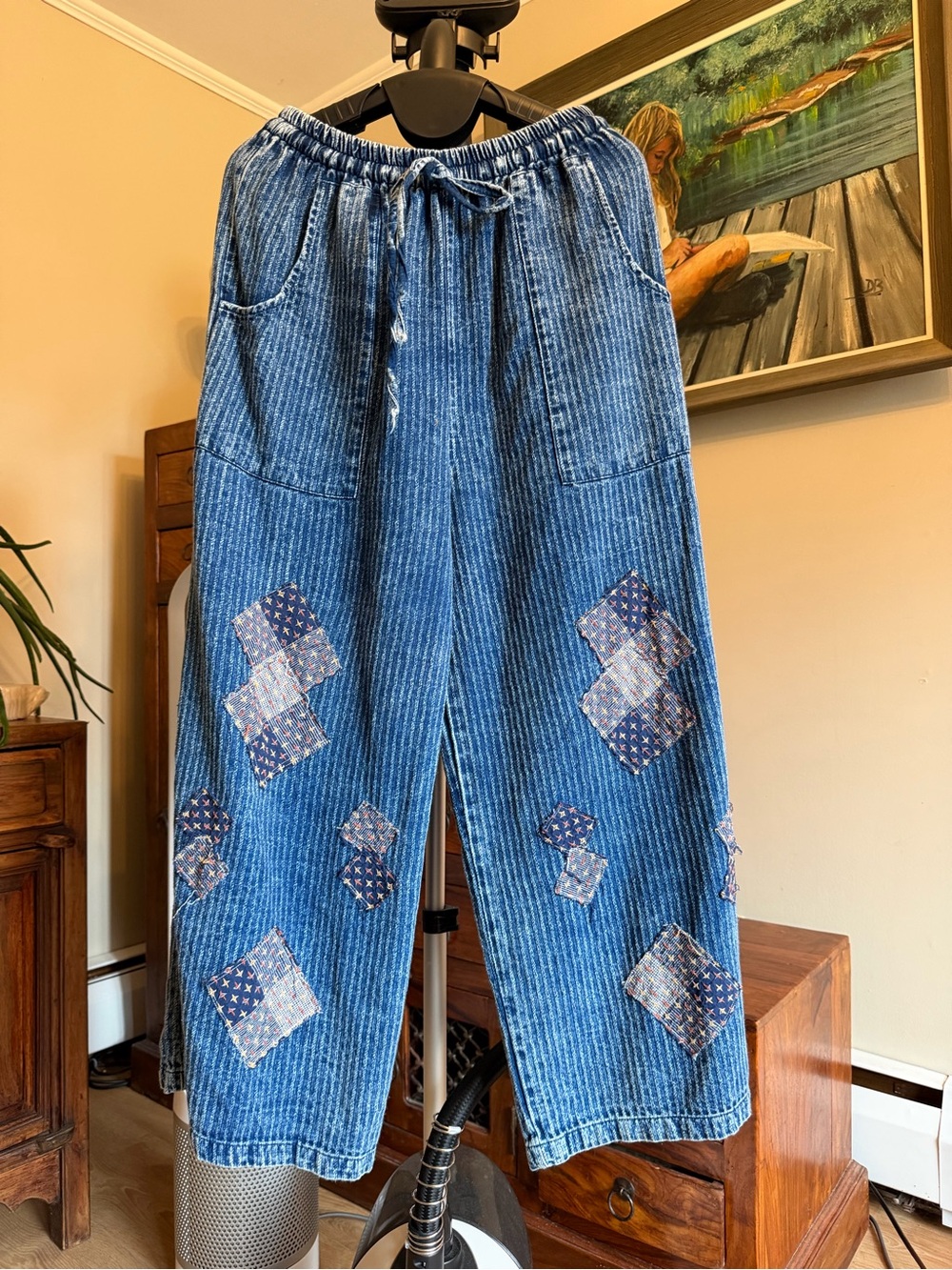 Handmade in Thailand vintage style Corduroy Wide-Leg Women's cotton